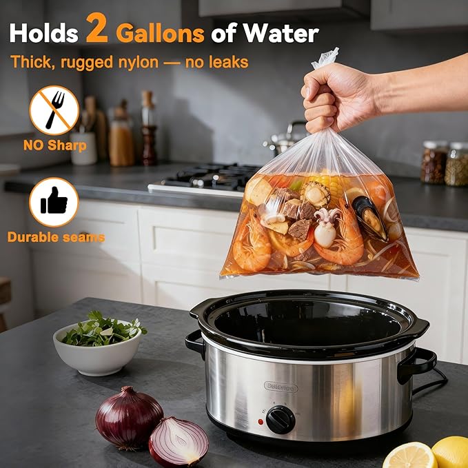 Slow Cooker Liners 13?�x21?? Large Size Disposable Cooking Bags, BPA-Free Pot Liners Fit 3?? Quart slow cooker pot, Suitable for Oval & Round Slow Cooker, 30 Count