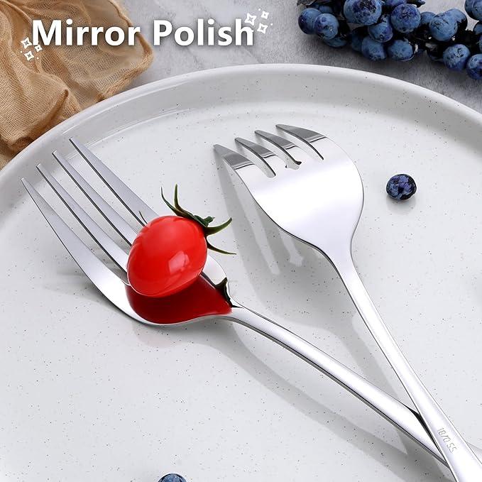 E-far Large Serving Forks Set of 4, 9.9 Inch Stainless Steel Serving Utensils Set, Big Buffet Forks for Party Catering Wedding Kitchen Restaurant, Dishwasher Safe