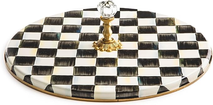 MACKENZIE-CHILDS Cheese Course, Cute Cheese Board and Serving Board for Charcuterie, Black-and-White Courtly Check