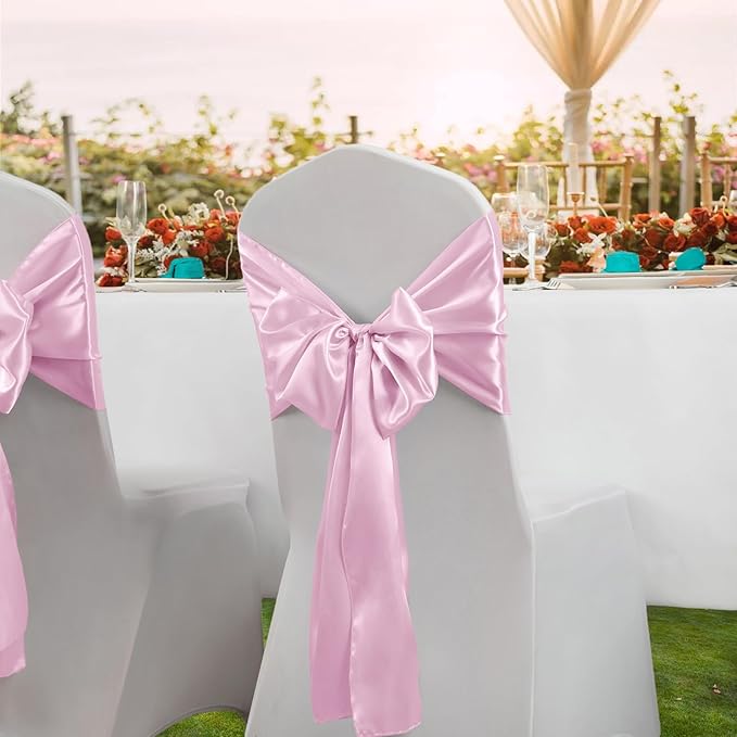 Horbaunal 6 Pack Satin Runners 12 x 108 Inch Bright Silky Smooth Satin Table Runners for Birthday Wedding Party Banquets, Light Pink