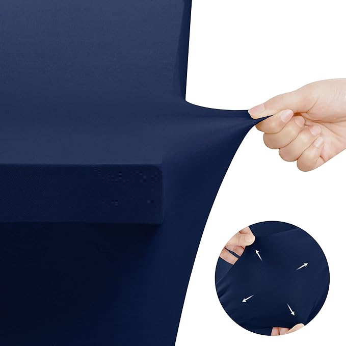 Utopia Kitchen Spandex Tablecloth 2 Pack [6FT, Navy Blue] Tight, Fitted, Washable and Wrinkle Resistant Stretch Table Cloth Rectangle Cover for Trade Show, Weddings & Parties [72Lx30Wx30H Inch]