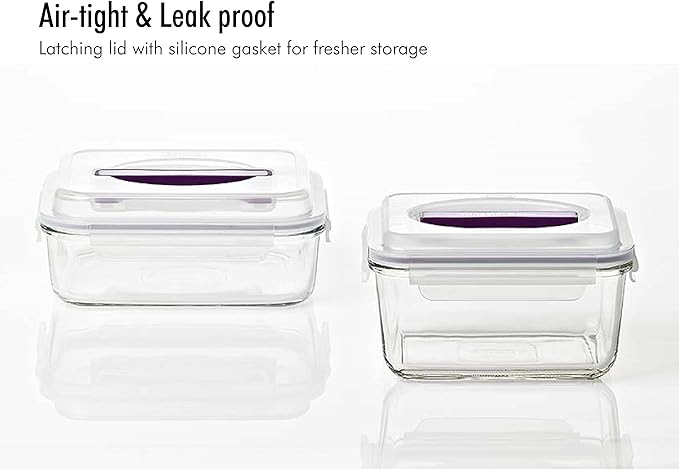 GLASSLOCK 125 Oz Glass Food Storage set of 2 ??Large Capacity, Airtight & Leak-Proof, BPA Free Lid with Carry Handle, Microwave, Dishwasher, Fridge & Freezer Safe, Marinating, Sauce, Fruit Storage