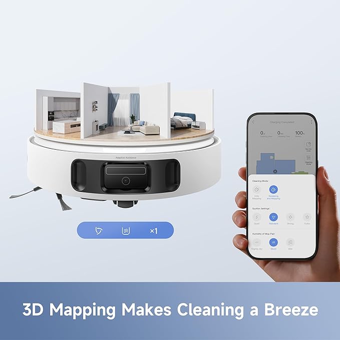 Mova E40 Ultra Robot Vacuum and Mop, 19,000Pa Suction, Extenable & Liftable Mop, All-in-One Station, Auto-Empty, Auto Washing & Hot Air Drying, 360째Obstacle Avoidance, App & Voice Control
