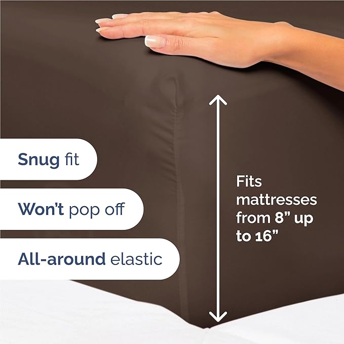 Twin XL 4 Piece Sheet Set - Cooling & Breathable Bed Sheets - Hotel Luxury Bed Sheets for Women, Men, Kids & Teens - Bedding with Deep Pockets & Easy Fit - Soft and Wrinkle Free - Twin XL Brown Sheets