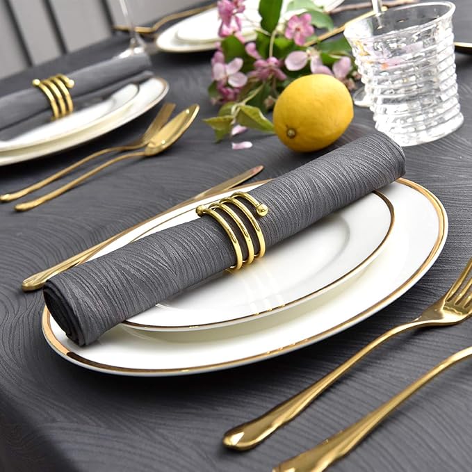 maxmill Jacquard Cloth Napkins 20 x 20 Inch Swirl Pattern 4 Packs Charcoal Solid Washable Polyester Comfortable for Family Dinners Weddings Parties and Banquets