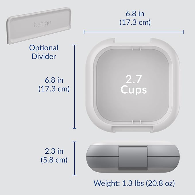 Bentgo Chill Mini Leak-Proof Lunch Box ??Built-In Ice Pack Keeps Food Cold, 2.7-Cup Capacity for Snacks or a Sandwich, 3 or 4 Compartments, PFAS & BPA-Free, Ideal for Adults & Kids 3+ (Crisp Grays)