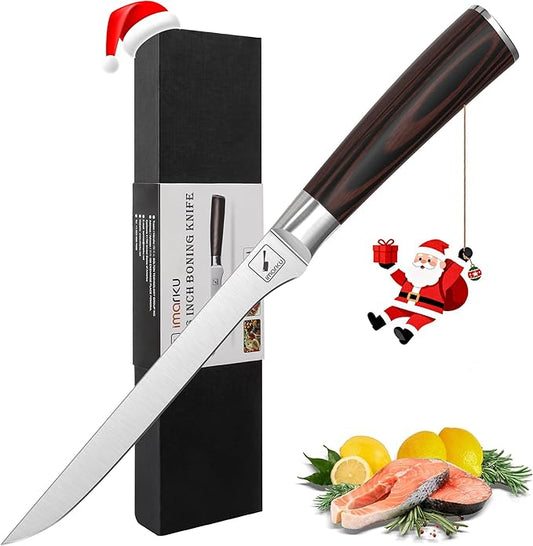 imarku Boning Knife, 6 Inch German High Carbon Stainless Steel Fillet Knife, Perfect for Meat Cutting, Pakkawood Handle, Gifts for Women and Men