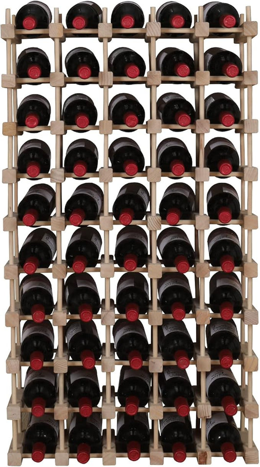 Wine Rack Small countertop Cabinet Stackable Storage Wooden freestanding Floor Wine Holder (50 Bottles)