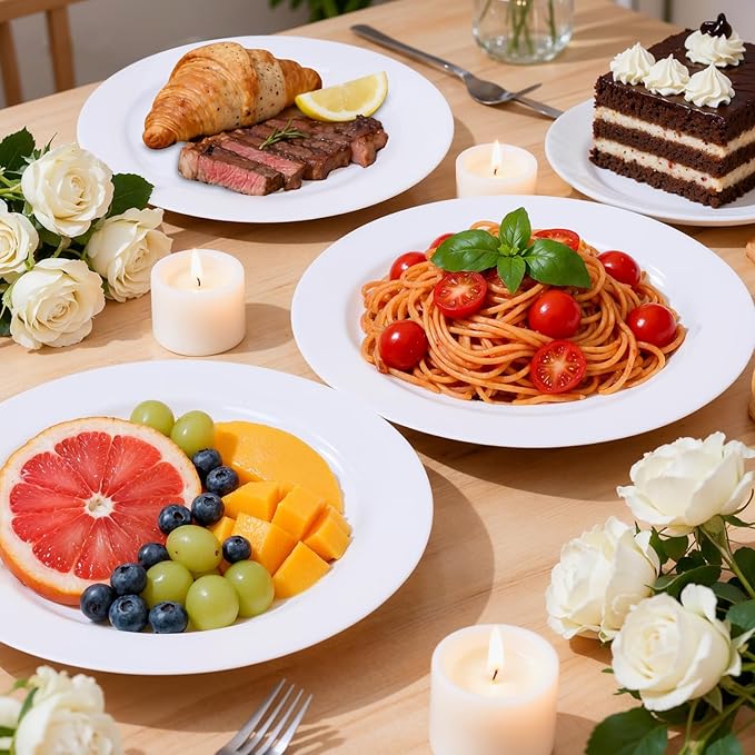 bUCLA 100PCS White Plastic Plates-10.25inch Disposable Dinner Plates-Premium Party&Wedding Plates