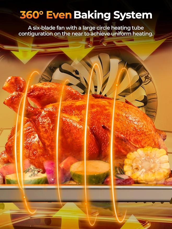 Commercial Convection Oven FOHERE, 50 Qt Large Capacity Electric Convection Oven with 2 Baking Trays for Restaurants, Cafes & Food Industry, 2400W High Power,120-Min Timer & 122-572??Temp Control
