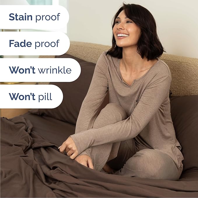 Queen 6 Piece Sheet Set - Cooling & Breathable Bed Sheets - Hotel Luxury Bed Sheets for Women, Men, Kids & Teens - Comfy Bedding w/Deep Pockets & Easy Fit - Soft & Wrinkle Free - Queen Brown Sheets