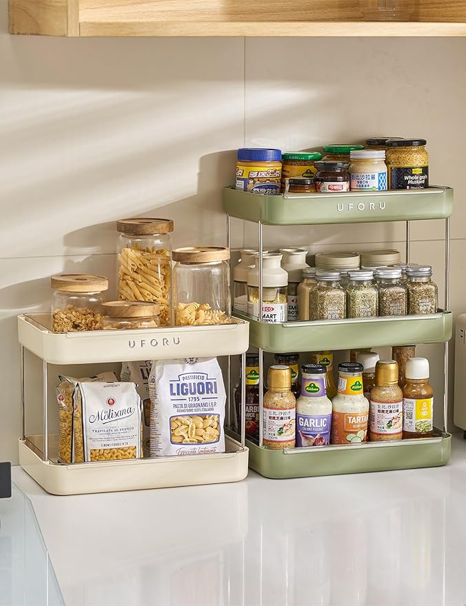 Countertop Coffee Station Organizer | 3-Tier Whisky Glass Tray, Mug Drying Shelf with Removable Drain Tray - Easy to Install, Clean - Spice Rack for Kitchen, Bathroom Counter Organzier