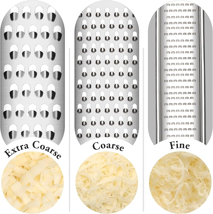 Cambom Lemon Zester Grater Three-piece Suit - Heavy Duty Kitchen Tool for Parmesan Cheese, Ginger, Garlic, Nutmeg, Chocolate, Vegetables竊똅ruits竊똕tainless Steel Grater Dishwasher Safe Clear