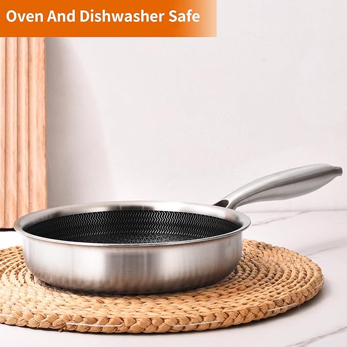 DELARLO Tri-Ply Stainless Steel 5.5 Inch Omelet Pans, Small Frying Pan Compatible with All Cooktops 500??Oven Safe Mini Skillet