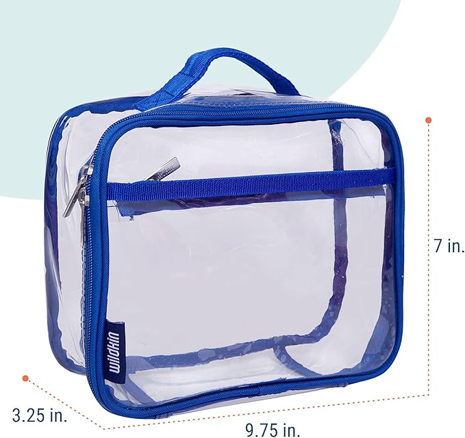 Wildkin Kids Insulated Lunch Box ??Durable and Reusable for School & Travel - Clear w/Blue Trim