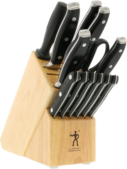 HENCKELS Forged Premio 14-pc Knife Set with Block, Chef, Paring, Utility, Steak Knife Set, Black, Stainless Steel