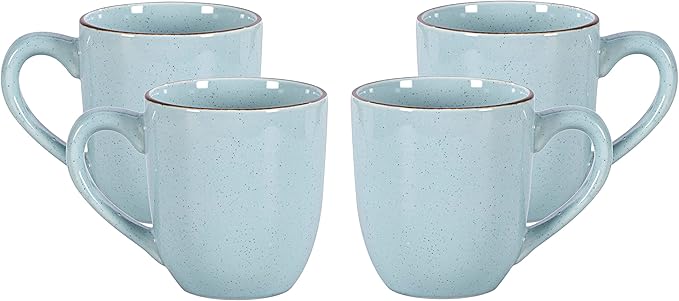 Stoneware Euro-Nordic 20pc Dinnerware Set, Shiny Light Blue with Speckle Effect