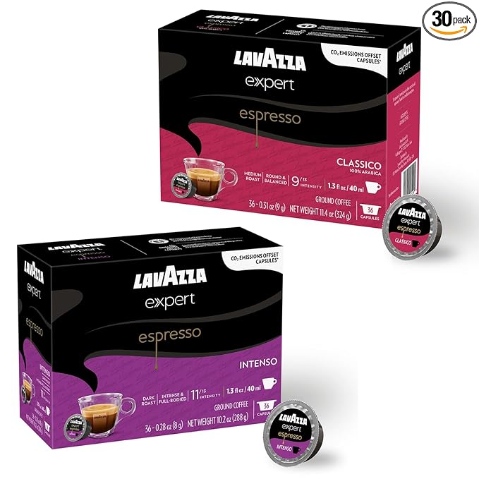 Lavazza Expert Coffee Pods Variety Pack ??72 Count (36 Each) ??Includes Aroma Più Espresso & Gusto Intenso Double Shot Capsules ??Keto-Friendly, Bold Italian Flavor ??Compatible with All Lavazza LB Machines