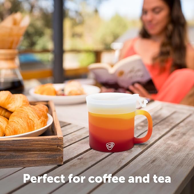 Silipint 16oz Silicone Coffee Mug Tumbler with Flip Lid ??Unbreakable Dishwasher Safe Microwave Oven & Freezer Compatible ??Non-Toxic Reusable Cup for Hot Coffee Tea or Cold Drinks (Marigold)