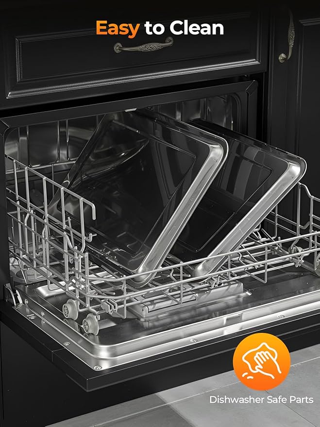 Commercial Convection Oven FOHERE, 50 Qt Large Capacity Electric Convection Oven with 2 Baking Trays for Restaurants, Cafes & Food Industry, 2400W High Power,120-Min Timer & 122-572??Temp Control