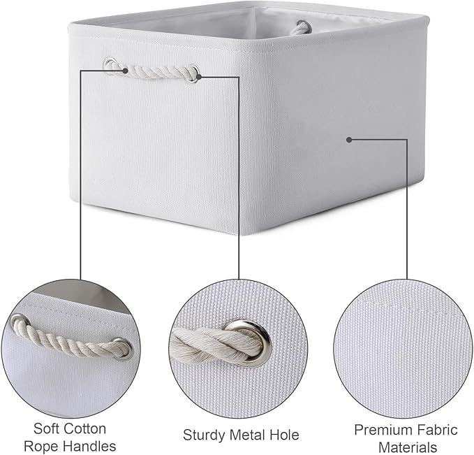 TheWarmHome Fabric Storage Bin, Large 1 Pack 15.7L*11.8W*8.3H Storage Basket for Home Storage and Organization, Shelf Basket with Cover for Living Room Bedroom Closet竊늋hite
