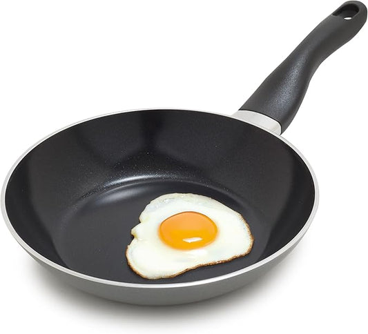 Deco 8??Nonstick Frying Pan Skillet, Made in Italy, Diamond Ceramic PFAS-Free, Dishwasher & Metal Utensil Safe, Durable Gloss Enamel Finish, Stay-Cool Handle, High Walls-Extra Room, Gray