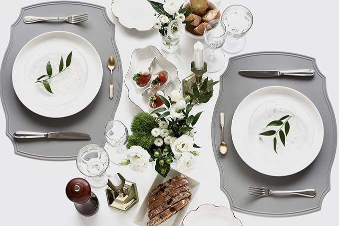 Rommy & Co. Premium Silicone Placemats, Set of 2 (Zen Gray)