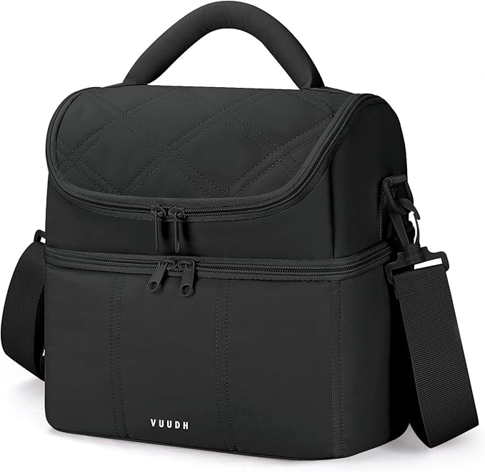 Vuudh Insulated Lunch Bags for Women, Quilted Lunch Box, Lightweight Puffy Padded Waterproof Lunch Tote, Reusable Lunch Cooler bag for Work Picnic Travel