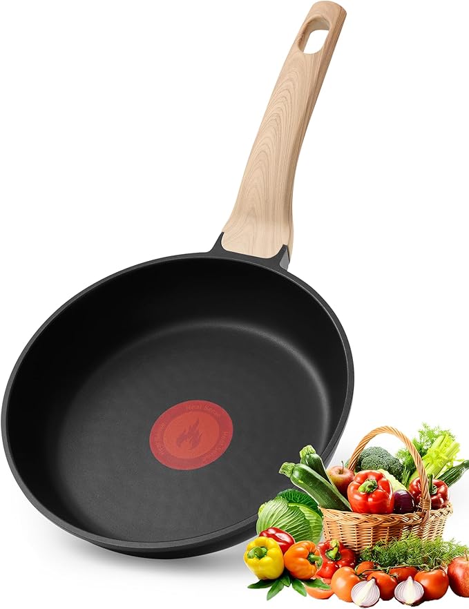 Non Stick Frying Pan, 10-inch Omelette Pan with Heat Dot Temperature Indicator, Healthy Non Toxic Egg Skillet with Heat-Resistant Handle, PFOA-Free, Dishwasher Safe, Compatible with All Cooktops