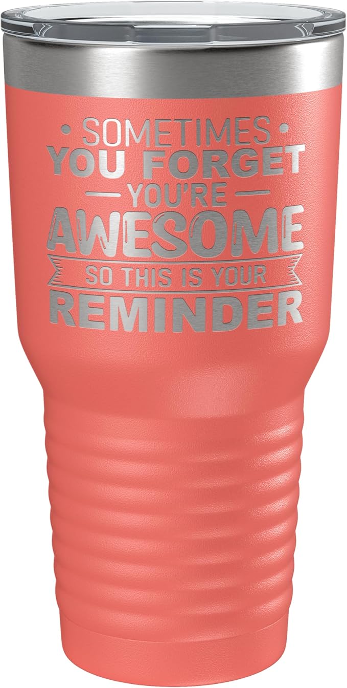 Spotted Dog Company Inspirational Tumbler, Inspirational Gifts for Men Dad Father Wife Sister Women, Birthday For Him Her, You?셱e Awesome Tumbler, Teacher Coworker Gifts 30oz Coral