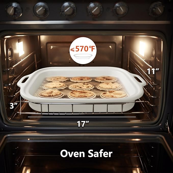 4 Quart Casserole Digital Slow Cooker, Premium Ceramic Bakeware for Oven, Dishwasher Safe Baking Dish, White White