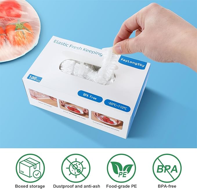 100 Bowl Covers Bread Proofing Plastic Wrap for Food Shower Caps for Sourdough Bread Baking Rising Elastic Reusable Banneton covers Outdoor Fresh Keeping Bags BPA Free Food Grade