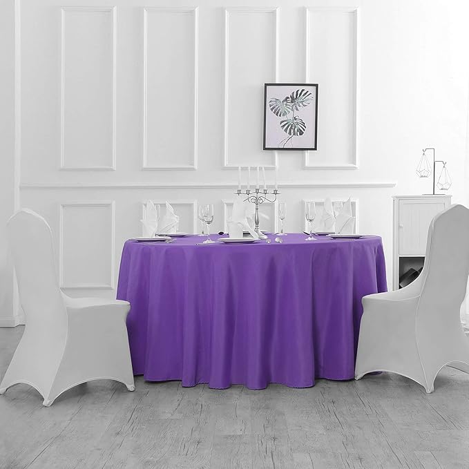 Cupuamon 70 inch Round Tablecloth Washable Polyester Table Cloth Decorative Table Cover for Wedding Party Dining Banquet（70 inch,Purple）