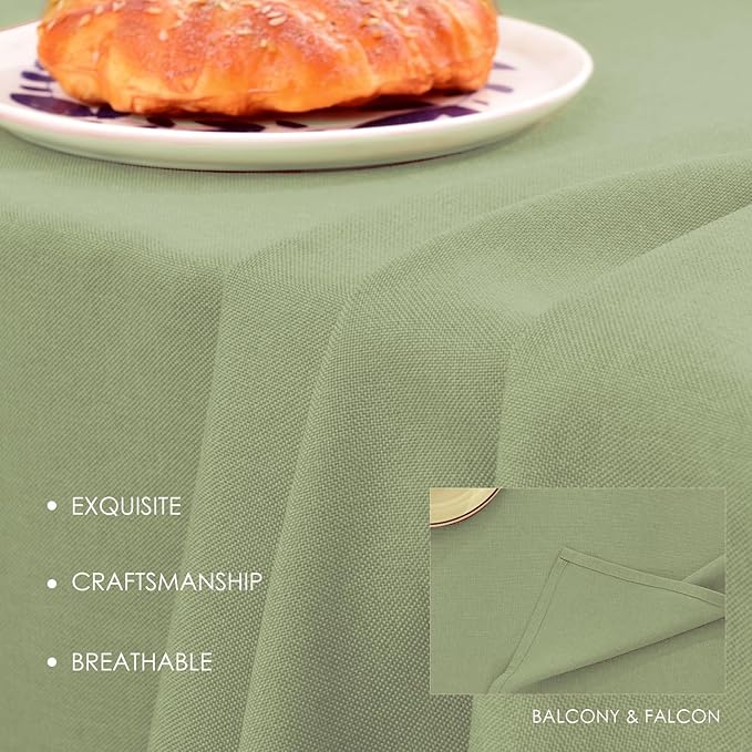 BALCONY & FALCON Rectangle Table Cloth ??Waterproof, Wrinkle-Resistant & Dust-Proof Farmhouse Tablecloth for Dining, Kitchen, Party Decorations, Baby Shower, Spring Gatherings (Sage Green, 55" x 71")