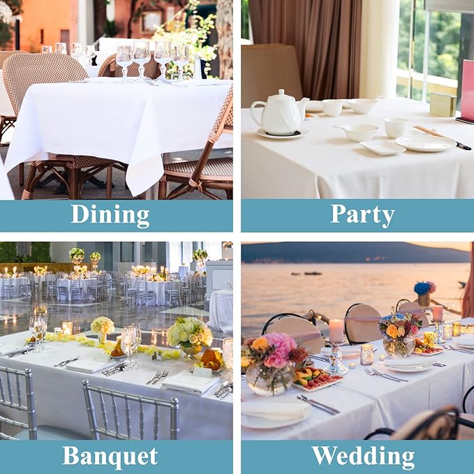 VidaFete 1 Pack 60 * 84inch Rectangle Tablecloth Polyester Table Cloth竊똕tain Resistant and Wrinkle Polyester Dining Table Cover for Kitchen Dinning Party Wedding Tabletop Buffet Decoration(White)