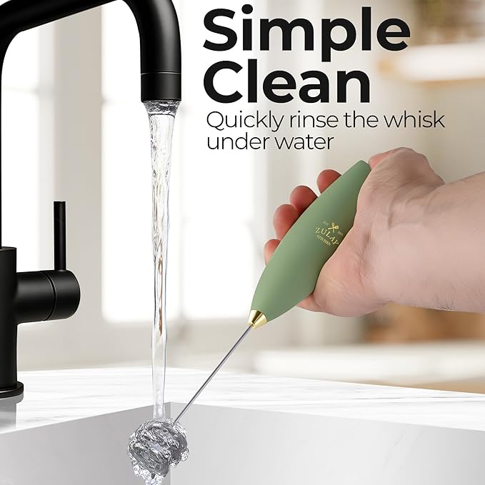 Zulay Kitchen Patented Tornado Triple Whisk Milk Frother with 4 Duracell Batteries ??Handheld Foam Maker for Coffee, Lattes, Matcha & Hot Chocolate ??Rich, Creamy Froth in Seconds