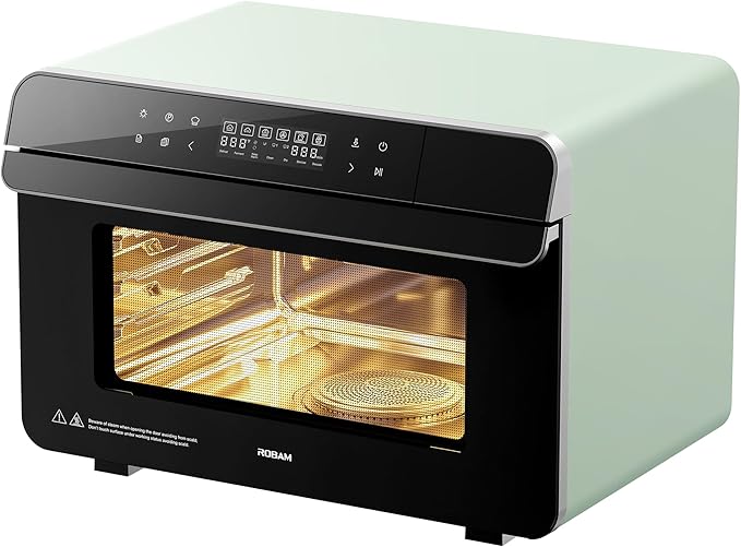 ROBAM Toaster Steam Combi Oven, Countertop Air Fryer 20-in-1 Oven with Convection & Grill, Stainless Steel Interior, 3-Layer Insulated Glass Door, 3 Steam Modes, 30 Built-In Recipes (Green)