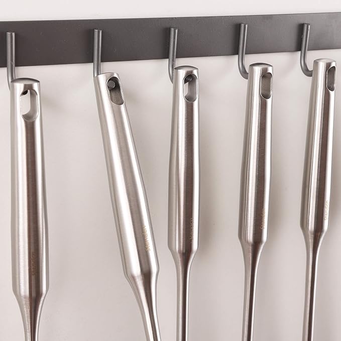 18/10 Stainless Steel Kitchen Utensils Set - 15??All Metal Cooking Tools & Serving Utensils, 8 PCS - Solid Spoon, Slotted Spoon, Spatula, Ladle, Skimmer, Tunner, Spaghetti Spoon, Large Spoon Set