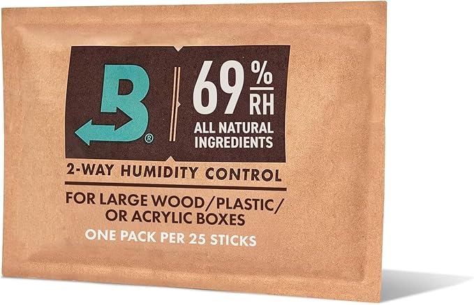 Boveda 69% Two-Way Humidity Control Pack for Storing Up to 25 Items ??Size 60 ??Single ??Plastic & Wood Humidifier Boxes & Zip Lock Bags ??Moisture Absorber ??Humidifier Pack ??Individually Wrapped