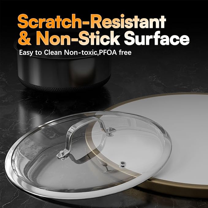 Stainless Steel Sauce pan with Lid, KURRUNGIE 1.5 QT Saucepan with Lid, PFOA Free 6.3-inch 5-Ply Stainless Steel Pans for Cooking, Induction Cookware Oven and Dishwasher Safe