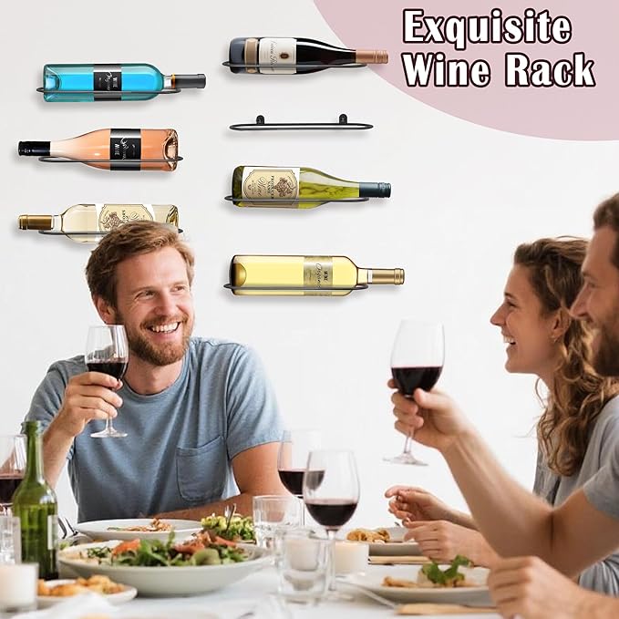 Wall Mounted Wine Rack: Metal Wall Wine Bottle Holder - for Wine Cellar Home Kitchen Bar Decor - 8Pcs