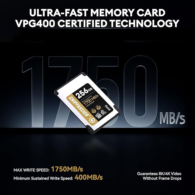 968GB CFexpress 4.0 Type A Card Up to 1750MB/s Read Speed & 1750MB/s Write Speed Type A Memory Card for RAW 4K/8K Video Recording Compatible with Sony Alpha Sony FX Cameras Gold