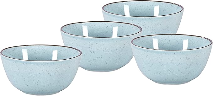 Stoneware Euro-Nordic 20pc Dinnerware Set, Shiny Light Blue with Speckle Effect