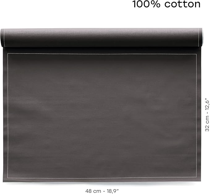 MY DRAP Washable And Reusable Cloth Placemat - 17.7 x 12.6 in (12 Per Roll, Cotton Anthracite Grey)