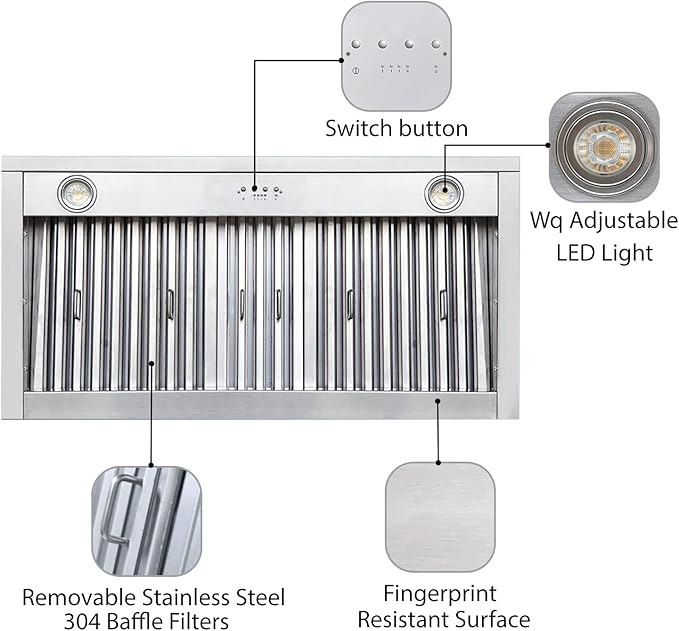 CT Copper Tailor Copper Vent Hood Wall Mount,30'' W,27''H, 610 CFM Exhaust Fan,Stainless Steel Vent,LED Light,Dishwasher-Safe Baffle Filters,Smooth-Medium Patina,VH3A