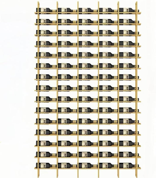 75-Bottle 5-Column Wall-Mounted Wine Rack, Gold Metal Wine Bottle Holder with Vertica Design, Space-Saving Wine Storage Shelf for Home Bar, Kitchen, Restaurant & Cellar(75 Bottles, 74.02" W)