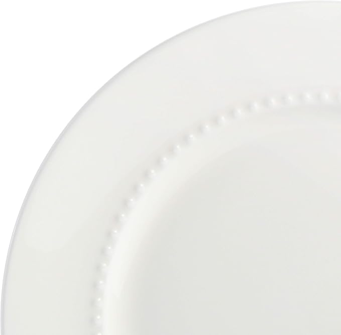Gibson Elite Embossed Bone China 16-Piece Double Bowl Dinnerware Set, Service for 4 ??White Elegant Plates and Bowls