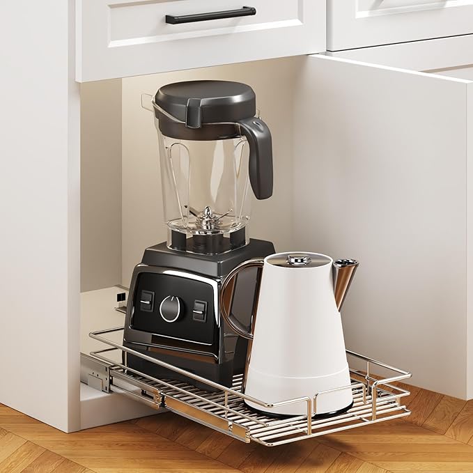 Pull Out Cabinet Organizer 12쩍" W x 21쩍" D, Heavy Duty Cabinet Pull Out Shelves, Slide Out Drawers Organization for Kitchen Cabinets Bathroom