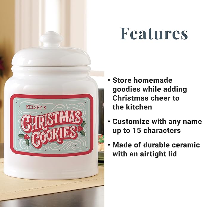 Let's Make Memories Personalized Christmas Cookie Jar - For Her - Kitchen Christmas D챕cor