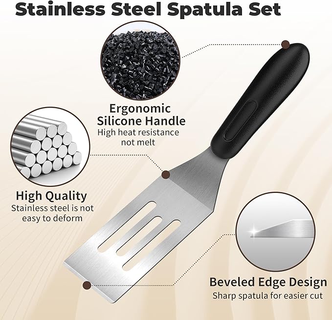 Stainless Steel Spatula Set,Mini Serving Spatula for Kitchen Use,Metal Spatula for Cooking with Heat Resistant Handle,Metal Spatulas for kitchen use for Pancakes?갟asagna?갃rownies?갅ake and Cookie (2PC)